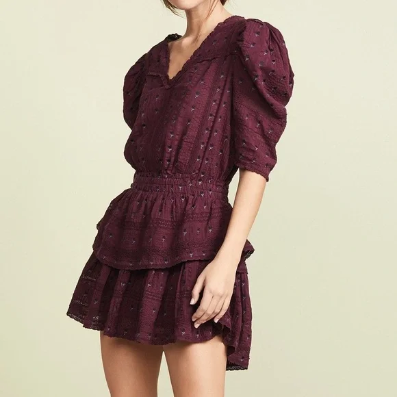LoveShackFancy Dresses Love Shack Fancy Burgundy Marissa Dress
